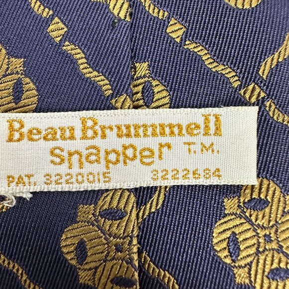 Bean Brummell Snapper T.M. Navy & Gold Geometric Floral Necktie - Picture 5 of 5